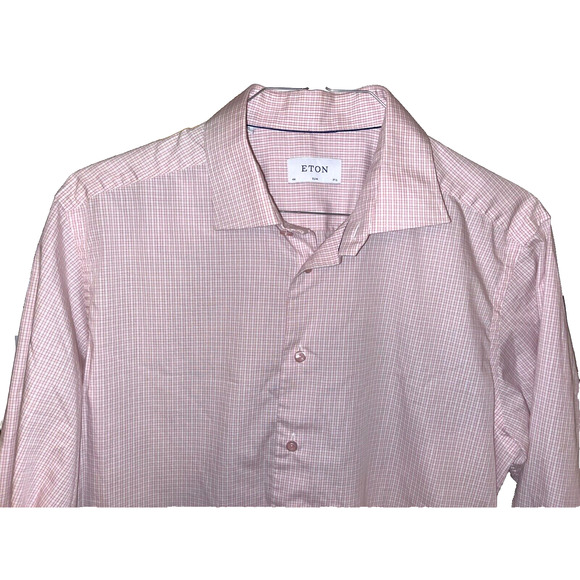 Eton Other - ETON Slim Button Down Dress Shirt Spread Collar Check/Plaid 17.5 44